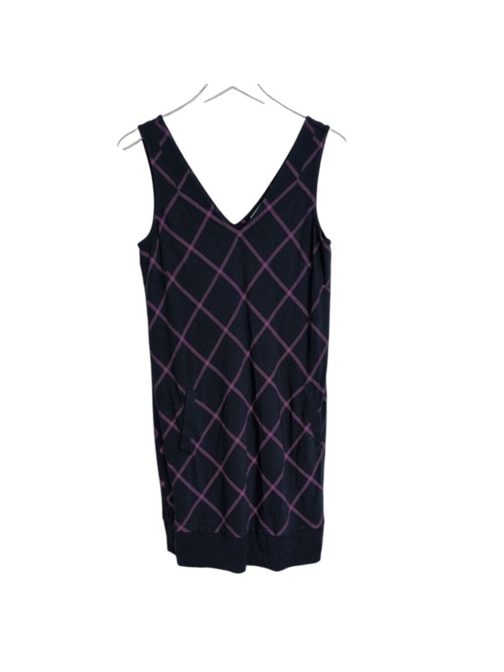 Southern Tide Windowpane Performance Dress Womens Size 4 Blue Stretch V Neck